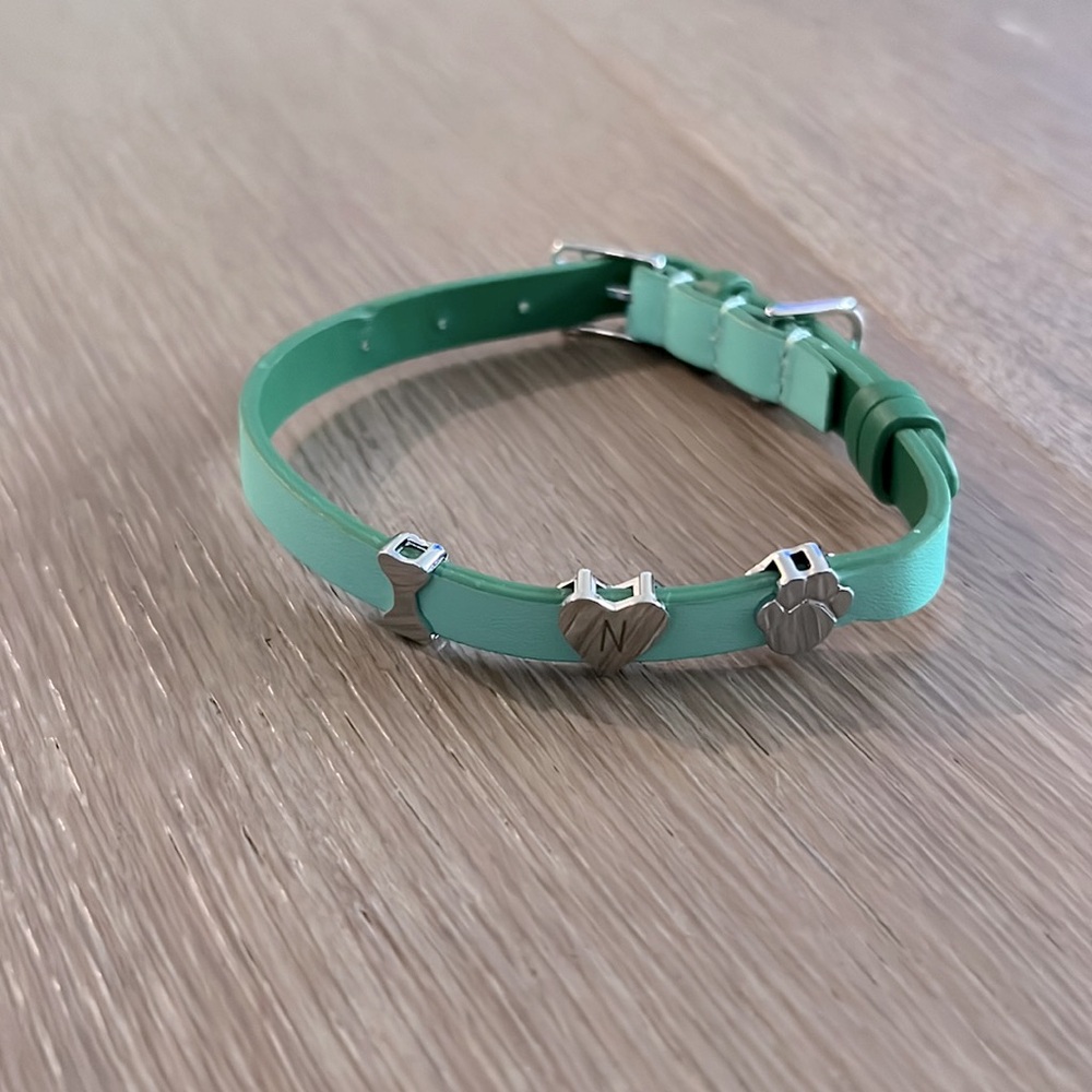 Keep Collective, Green Dog Collar with Charms. Worn Once.